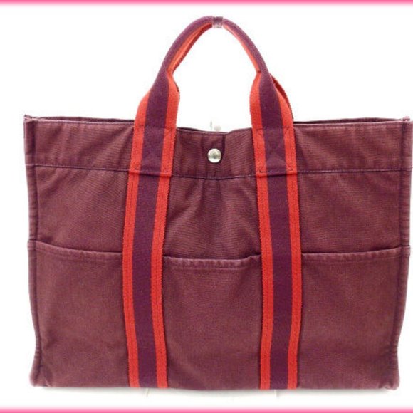 Authentic Hermes Tote bag Fourre Tout Purple Red Woman  Used - Picture 2 of 5